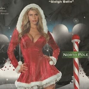 RARE Bundle 2pc Dreamgirl “Sleigh Belle” Costume&NWT BONUS‎ NEW Marabou Stocking